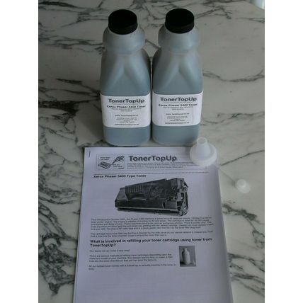 Two Bottles of Compatible Toner Refills for Xerox Phaser 5400N DX DT 113R00495