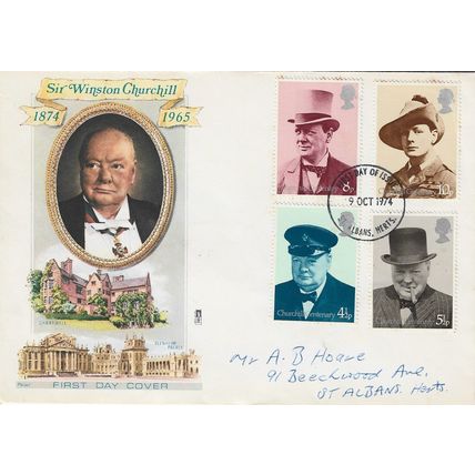 GB 1974 Churchill Birth Centenary FDC St Albans pm