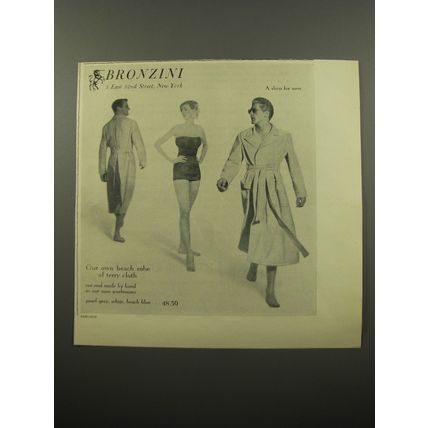 1950 Bronzini Beach Robe Advertisement - photo by John Rawlings