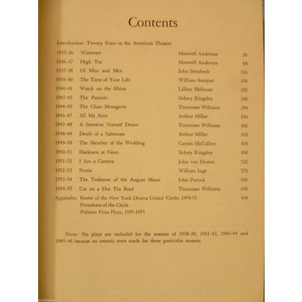 CRITICS CHOICE NEW YORK DRAMA CRITICS CIRCLE PRIZE PLAYS 1935-55 JACK GAVER ed