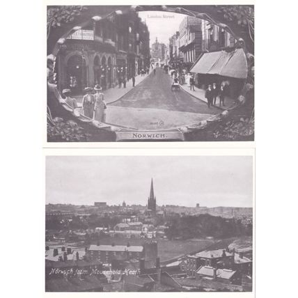 London Street Norwich from Mousehold Heath Aerial 2x Postcard s