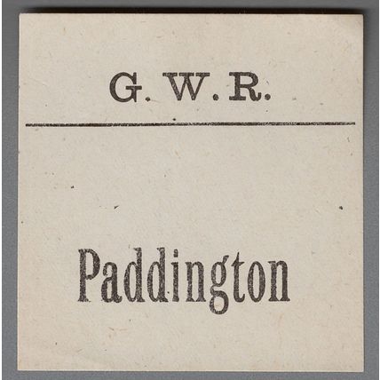 GREAT WESTERN RAILWAY LUGGAGE LABEL - PADDINGTON (Lwr case)
