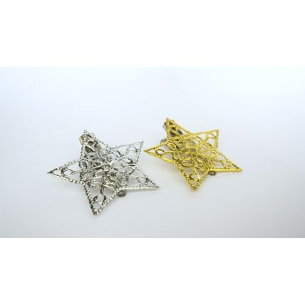 Small silver or gold tone metal star alligator hair claw clip clamp fine hair