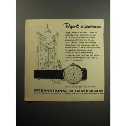 1957 International of Schaffhausen Watches Advertisement - Rapport