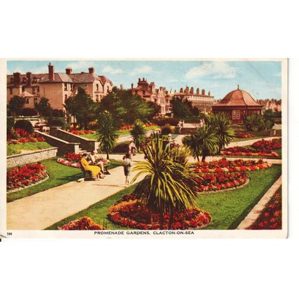 Vintage British Postcard 1954 - Promenade Gardens - Clacton-on-Sea, Essex