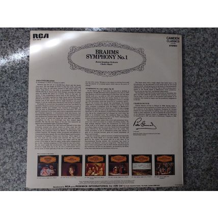 Brahms - Boston Symphony Orchestra, Charles Munch – Symphony No.1 (CCV5018) 1957