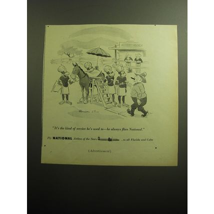 1958 National Airline Advertisement - Cartoon by Bandel Linn - Hi Hat Ranch