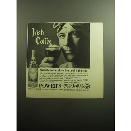 1958 Power's Gold Label Irish Whiskey Ad - Irish Coffee warm the cockles