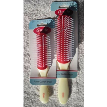 Annie Flare Rubber Cushion Base Hair Brush Stiff Plastic Bristles Denman Wig