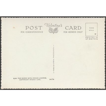 Queen Elizabeth II & Prince Andrew, c.1962 - Valentine's RP Postcard