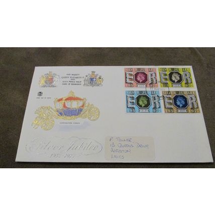 Stuarts 1977 FDC GB Cover - Queen Elizabeth Silver Jubilee - Leicester frank