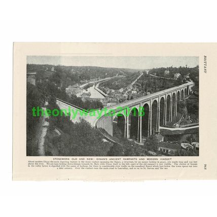 Dinan, Viaduct & Ramparts, Brittany, France, Book Illustration (Print), c1920
