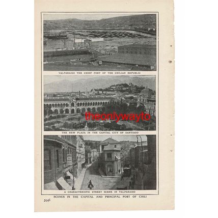 Valparaiso, Chile, 3 Scenes, Book Illustration (Print), 1909