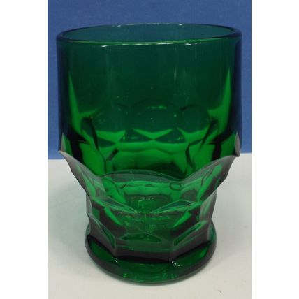 Vintage Viking Emerald Green Georgian Tumbler Glass Honeycomb 4.25”