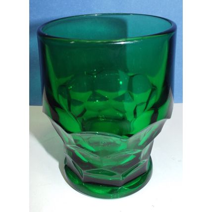 Vintage Viking Emerald Green Georgian Tumbler Glass Honeycomb 4.25”