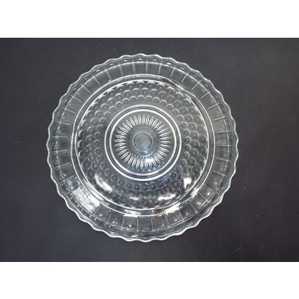 Vintage Federal Glass Sunflower Bubble Pattern Footed 11 1/4" Cake Torte Plate