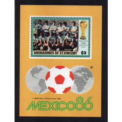Grenadines of St. Vincent - 1986 - $3 World Cup Mexico '86 (Uruguay) M/S MNH