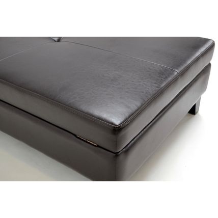 Black / Brown Leather Cocktail Storage Ottoman Rectangle Wide Bench Coffee Table