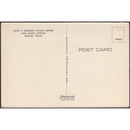 John F Kennedy Living Center, Dallas, Texas, c.1965 - Mission Card Co Postcard