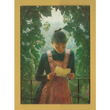 The First Letter - Angelo Morbelli - Postally Unused - Medici Society Postcard