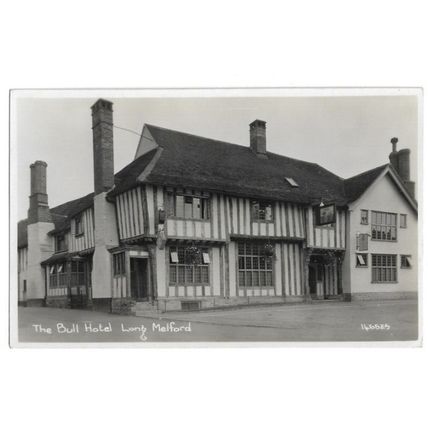 Long Melford, The Bull Hotel, Suffolk, RP Postcard.