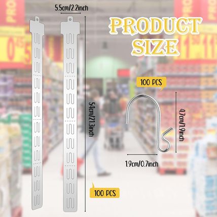 Tigeen 100 Pcs 12 Station Hanging Merchandise Strips with S Hooks 21.3 Inch Plas