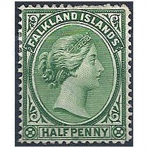 Falkland Islands 1891 SG15 1/2d Blue-Green Mounted Mint