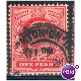 GB stamps 1902-10 KEV11 - 1d SG219 Stockton On Tees 5