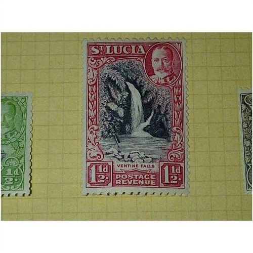 St Lucia 1936 1½d Black & Scarlet Mounted Mint MM SG 115 Ventine Falls