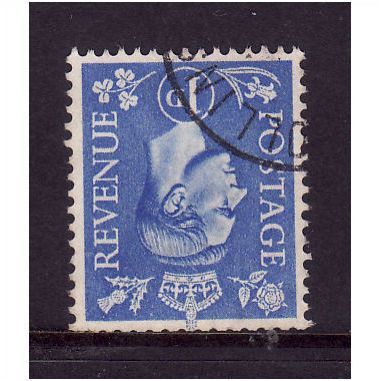GREAT BRITAIN 1950 GEORGE VI SG 504i 1d PALE ULTRAMARINE WMK INVERTED FU #1