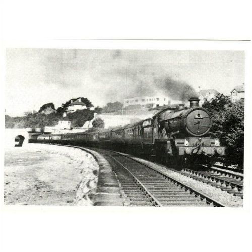 Railway Postcard GWR Castle 5073 Blenheim TEIGNMOUTH 1950 BR 4-6-0 Loco