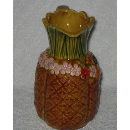 Vintage Hawaii Ceramic Souvenir Pineapple Pitcher with Lei