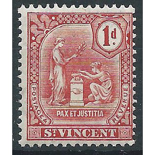 St Vincent 1909 SG103 1d Carmine Mounted Mint..