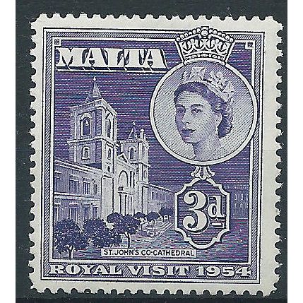 Malta 1953 SG262 3d Violet Royal Visit Mounted Mint..