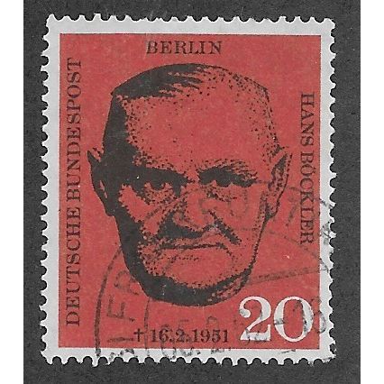 BERLIN -1961 20pf 'HANS BOECKLER' FINE USED (EBID63-185)