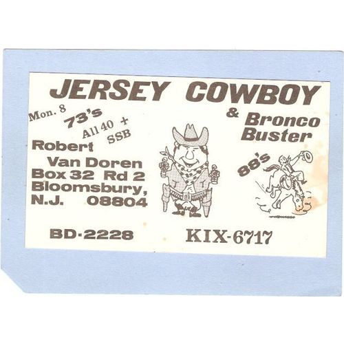 New Jersey Bloomsbury QSL Card KIX-6717 Robert Van Doren Box 32 Rd 2 Bloom~1047