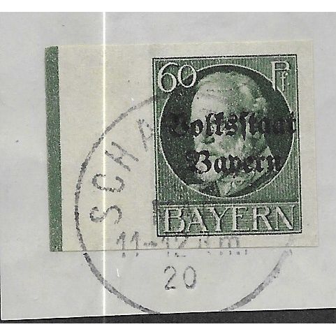 GER (BAVARIA) 1919 60pf KING LUDWIG III' (OVPT)(IMPERFED) FINE USED(EBID65-469)
