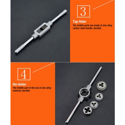 HARDEN metric tap and die set 40 pcs M3-M12, ISO 9001 (HAR 610459)