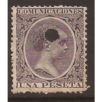 1890s- Spain, King Alfonso XII, Used Hole Punched Stamp #1