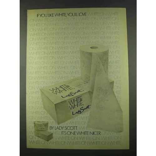 1974 Lady Scott White on White Tissues, Toilet Paper Ad