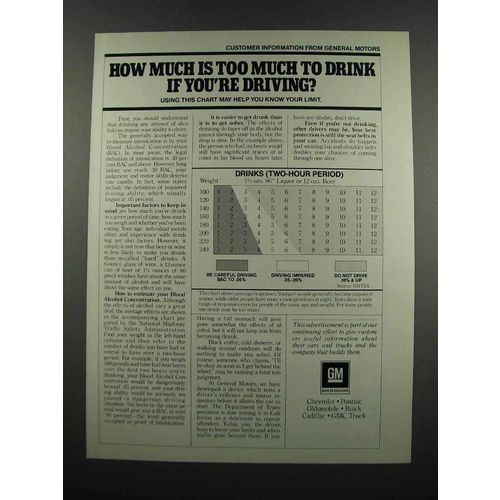 1983 GM General Motors Ad - Too Much To Drink