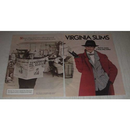 1985 Virginia Slims Cigarettes Ad - men made headlines but women made the news