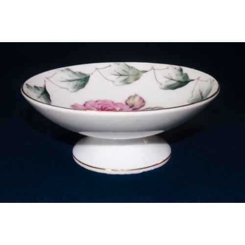 Lefton pink rose mini compote pedestal dish vintage great condition