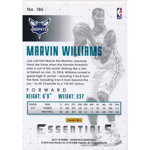 2017-18 Panini Essentials 186 Marvin Williams Charlotte Hornets