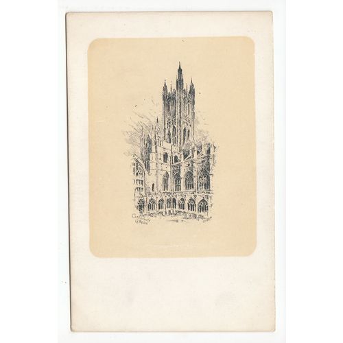 Canterbury Cathedral Sketch Art Postcard Marcus Ward's Series