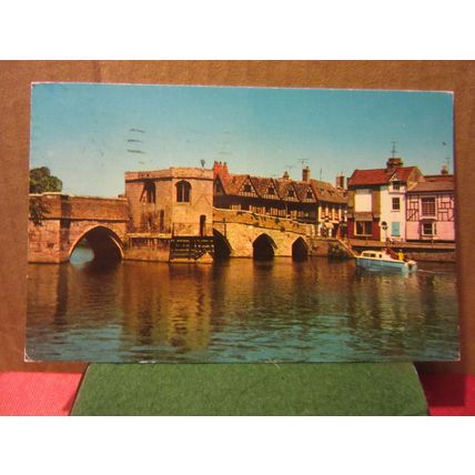 BRIDGE & RIVER OUSE, ST. IVES .Cambriidge used postcard Colourmaster 1976 pm =