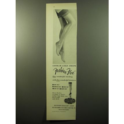 1950 Gotham Gold Stripe Stockings Ad - Fashion Five