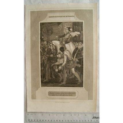 1815 engraving: Queen Elizabeth Addressing Her Troops at Tilbury
