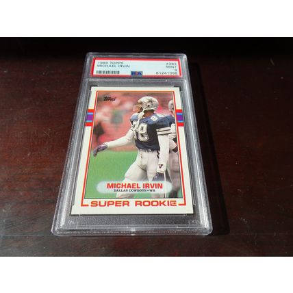 1989 Topps Football Card # 383 Michael Irvin PSA Mint (9) Dallas Cowboys