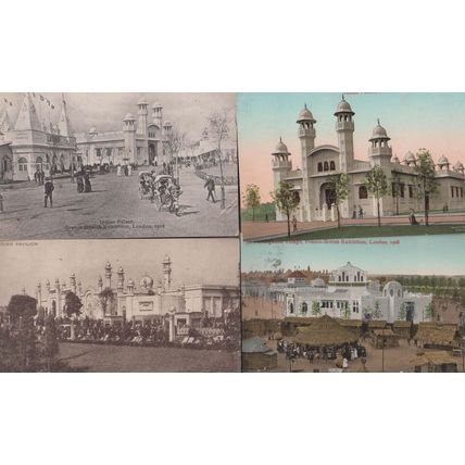Senagalese Indian Pavillion Palace 4x Antique Franco London Exhibition Postcard